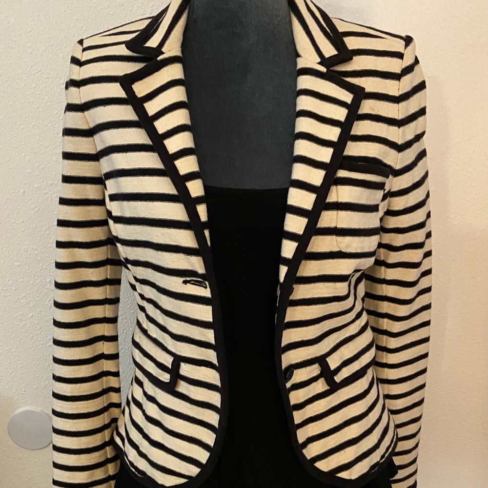 Bird by Juicy Couture Black and Cream Striped Blazer